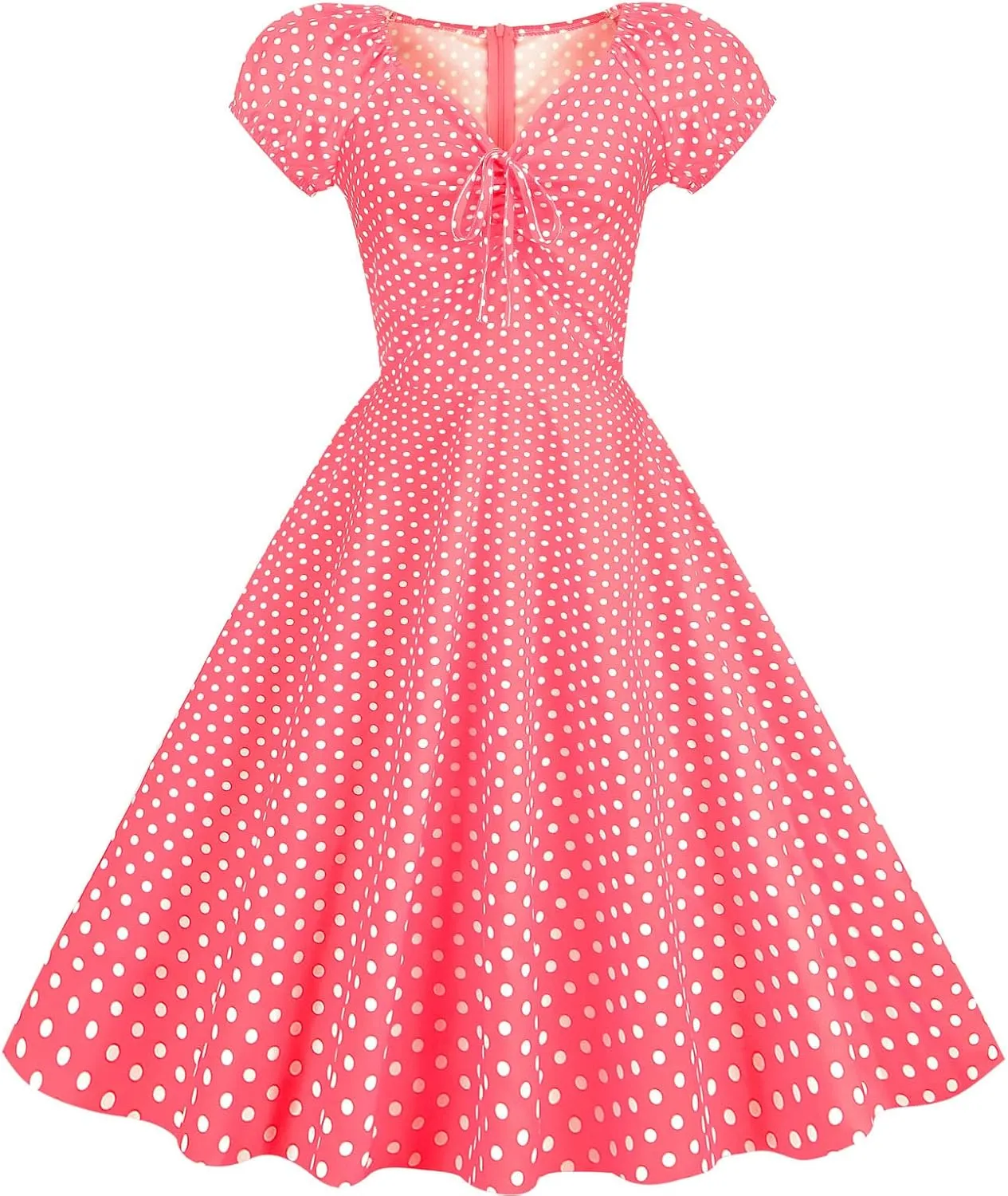 Wedding Guest Dresses for Women Vintage Short Sleeve Polka Audrey 1950s Retro Cocktail Dress Hepburn Prom Party Dress