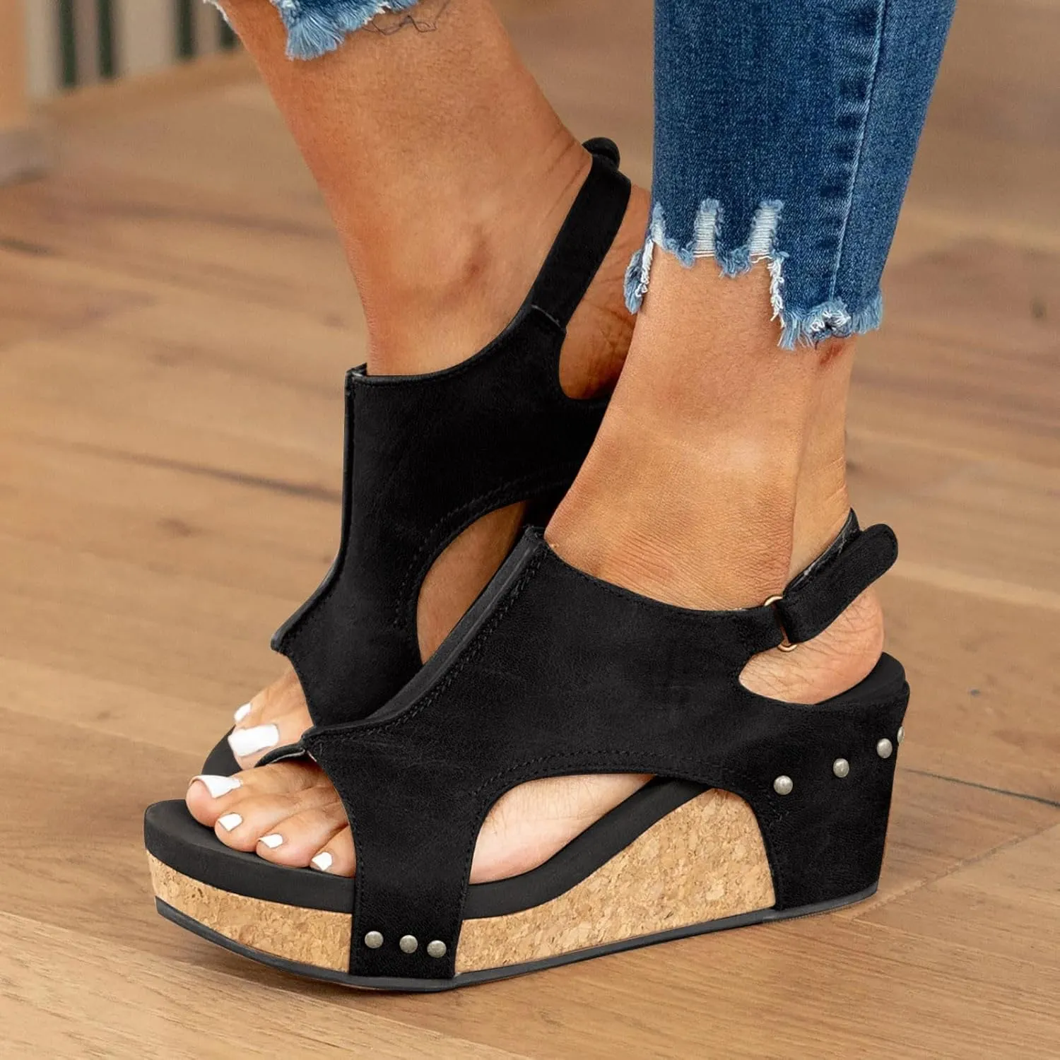 Wedge Sandals for Women Dressy Summer 2025 Open Toe Buckle Ankle Strap Platform Wedge Sandals Casual Ladies Boho Summer Beach Walking Sandals Lightweight for All Day Wear
