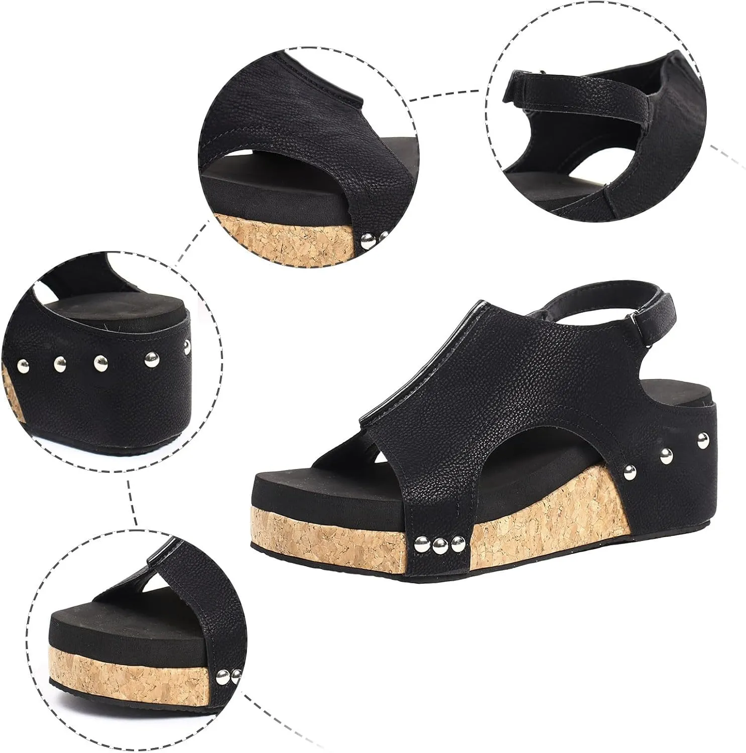 Wedge Sandals for Women Dressy Summer 2025 Open Toe Buckle Ankle Strap Platform Wedge Sandals Casual Ladies Boho Summer Beach Walking Sandals Lightweight for All Day Wear