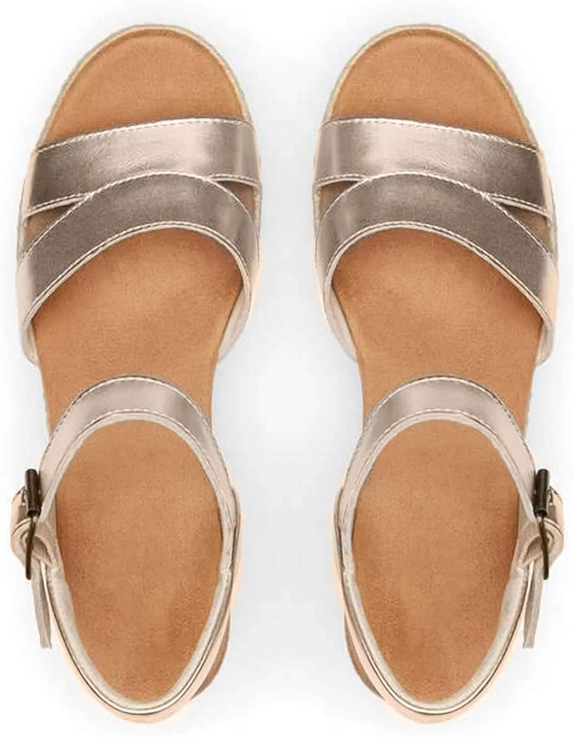 Wedge Sandals for Women Wedge Shoes Platform Sandals Dressy Strappy Comfortable Open Toe Ankle Summer Sandals-Silvery