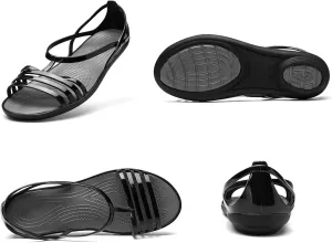 WENOREG Women's Colorful Neon Jelly Open Toe Sandals,Summer Fashion T-Strap Rainbow Gladiator Clear Beach Rain Shoes Flats Jellies Sandals