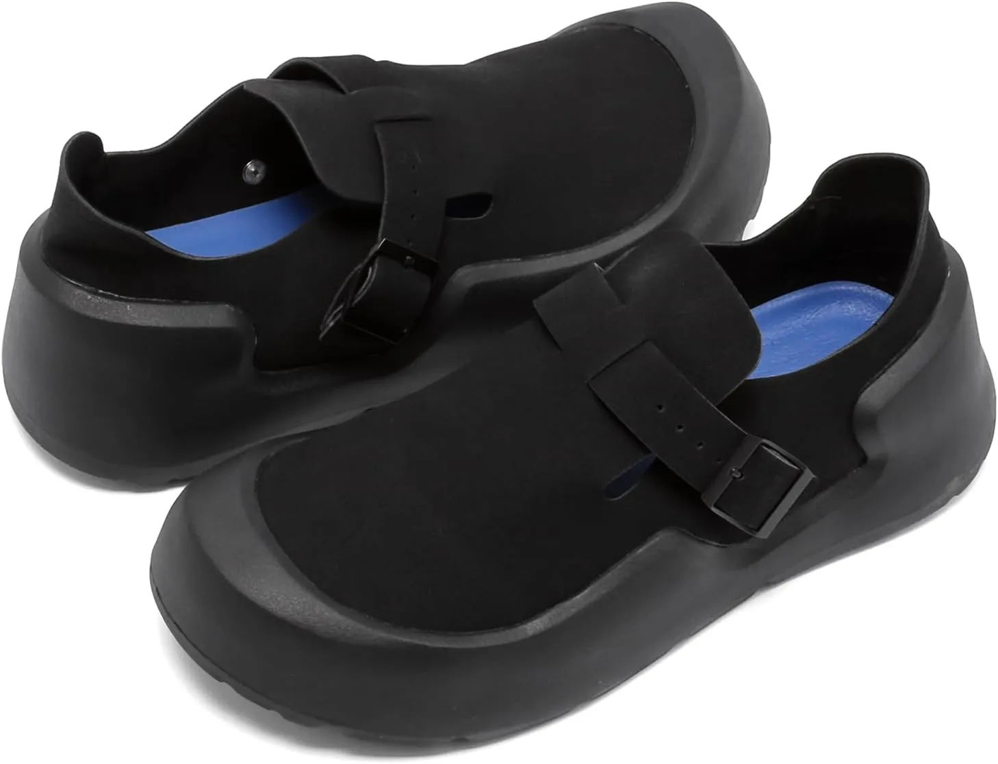 Wide Toe Box Shoes Women Clogs with Adjustable Buckle, Low-Top Platform Closed Toe Mules, Slip On Potato Loafers Shoes Sneakers Outdoor, Casual Armadillo Chef Sandals Arch Support