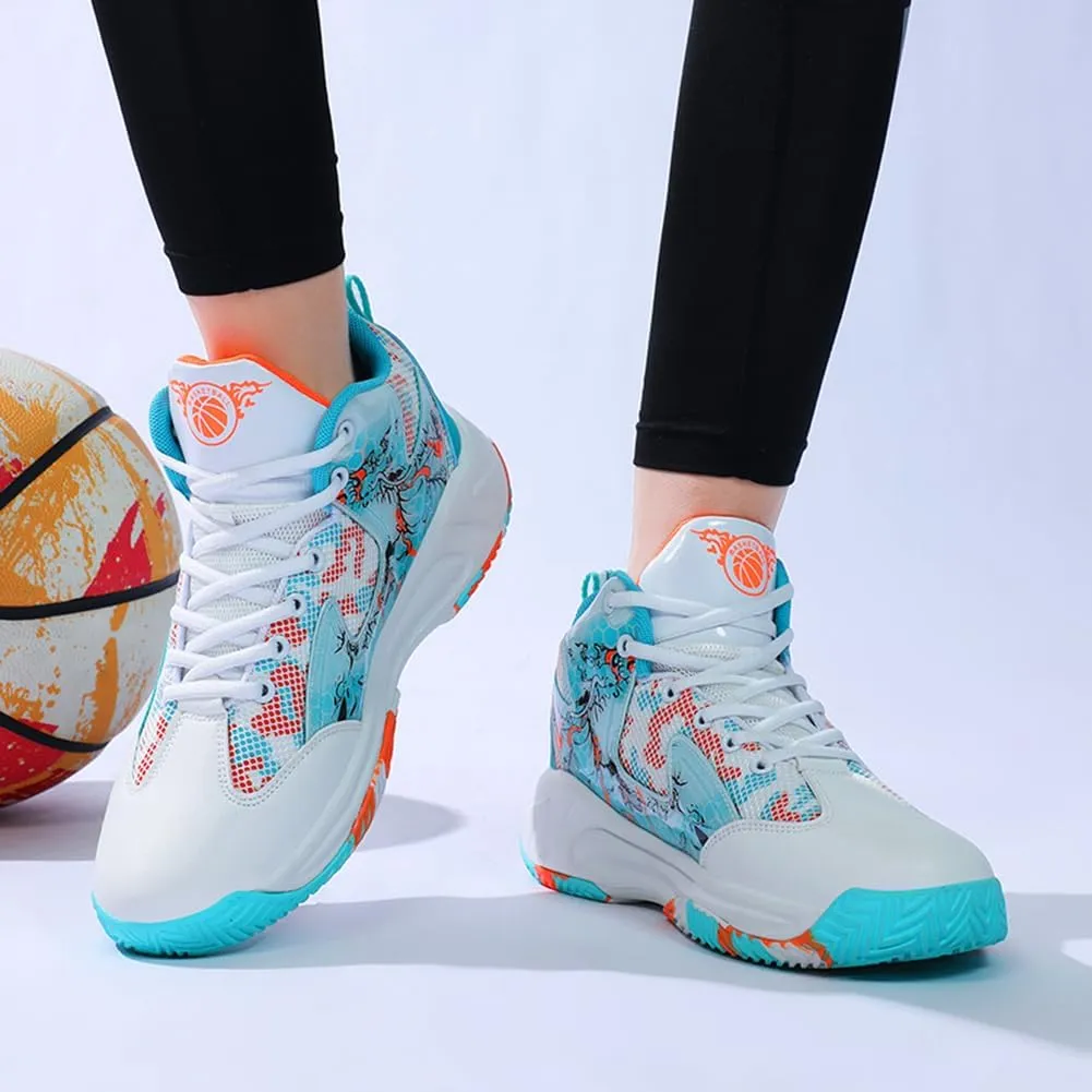 WILTENA Womens Mesh Breathable Basketball Shoes Mens Anti Slip Sneakers Unisex Fashion Running Sneakers Colorful Painting Sports Shoes