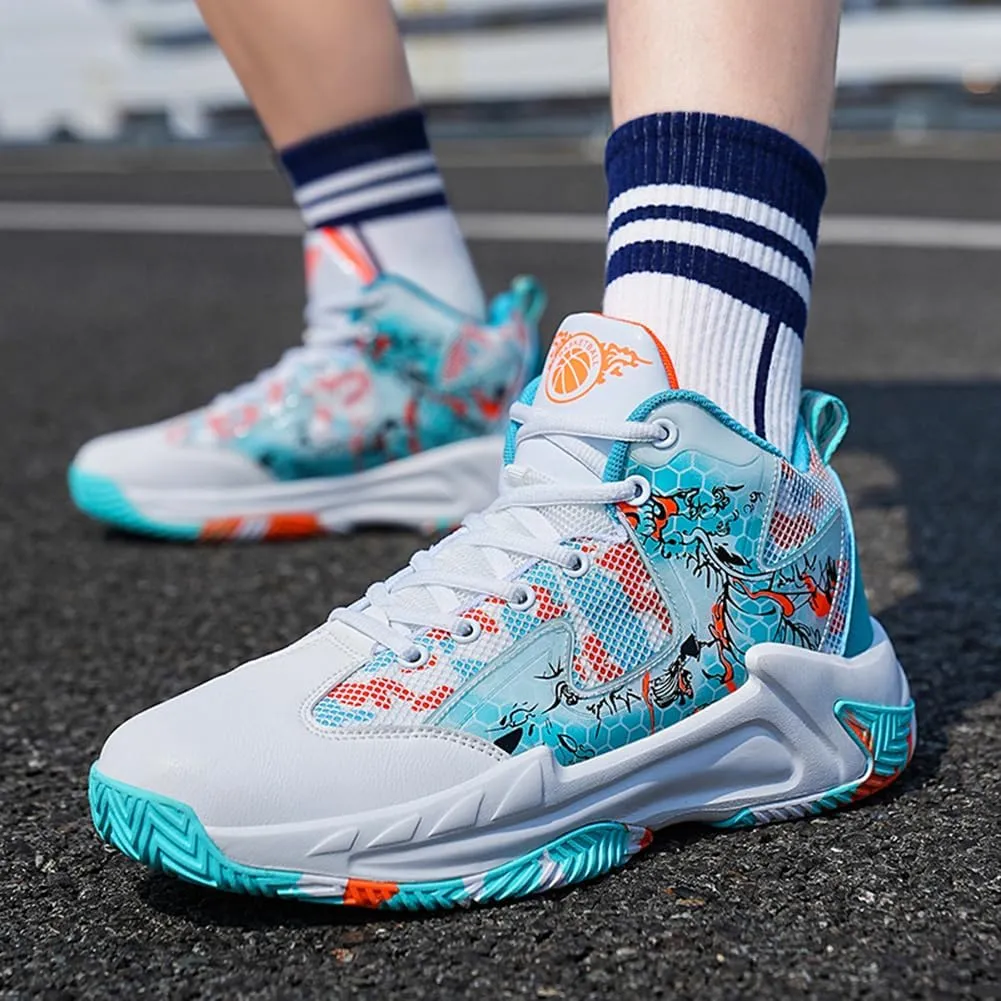 WILTENA Womens Mesh Breathable Basketball Shoes Mens Anti Slip Sneakers Unisex Fashion Running Sneakers Colorful Painting Sports Shoes
