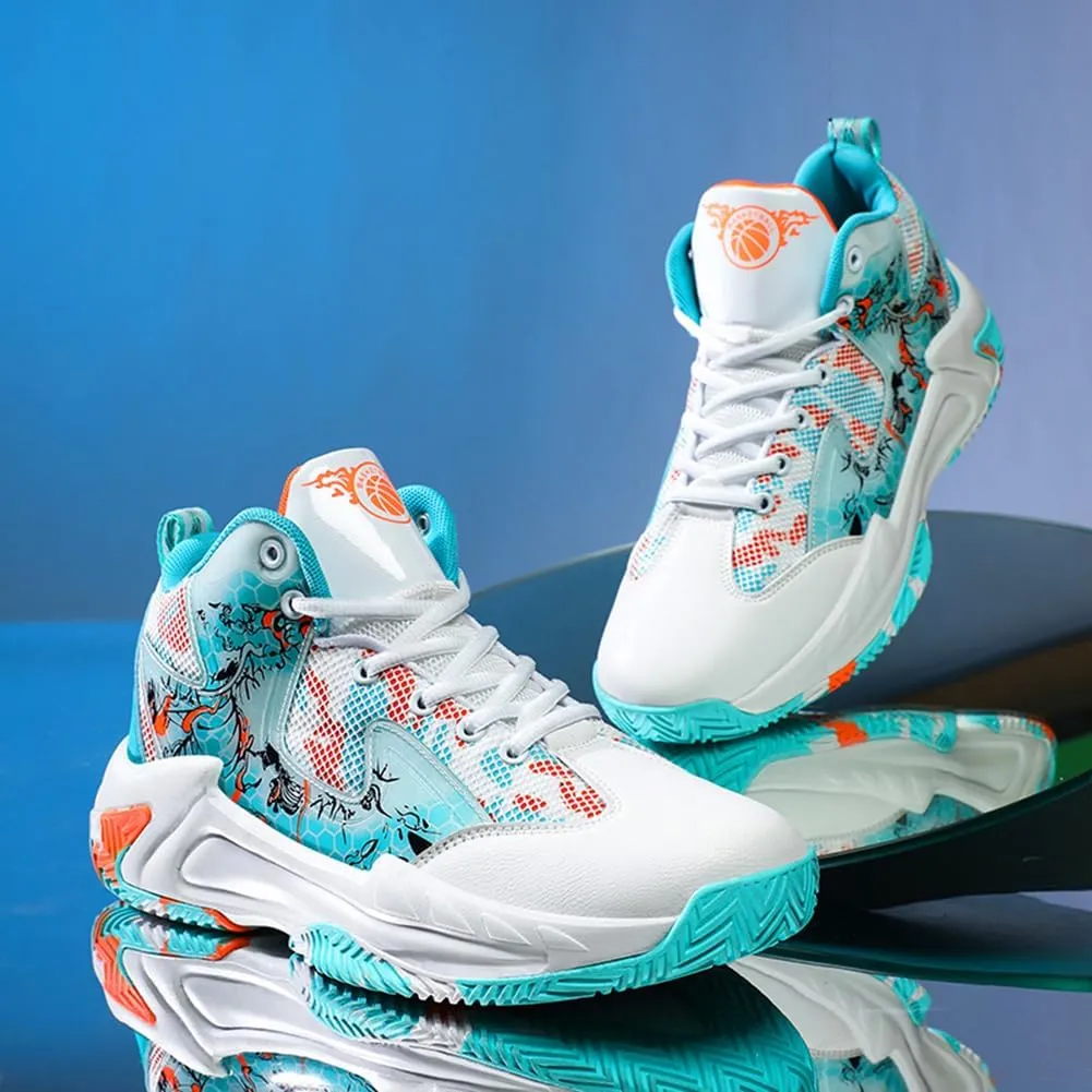 WILTENA Womens Mesh Breathable Basketball Shoes Mens Anti Slip Sneakers Unisex Fashion Running Sneakers Colorful Painting Sports Shoes