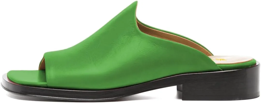 Women Fashion Open Toe Flats Sandals Slip On Low Chunky Heel Mules Slippers Versatile Dress Party Shoes Size 4-16 US