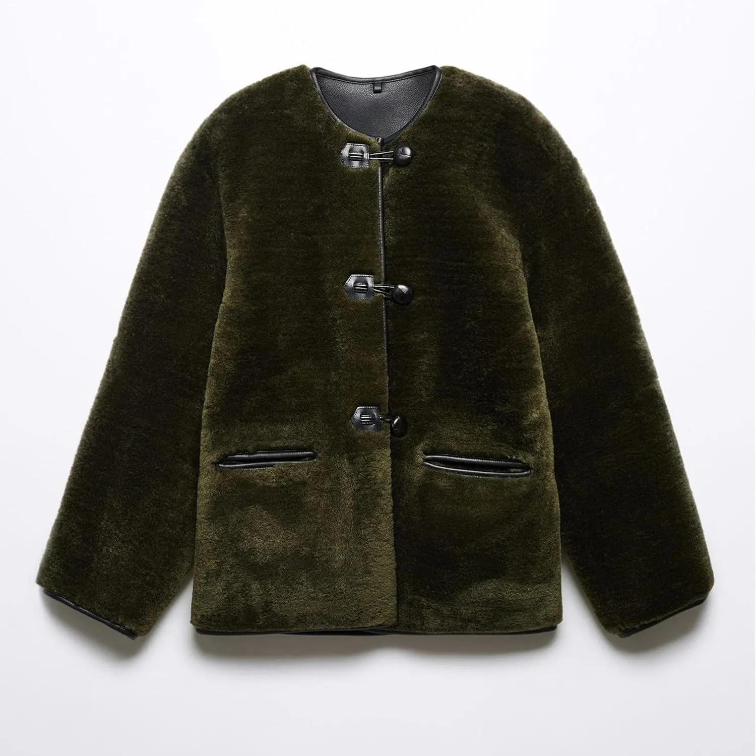 Women Faux Fur Jackets Loose Fit Fleece Long Sleeve Buttons Shaggy Winter Warm Outerwear Coats