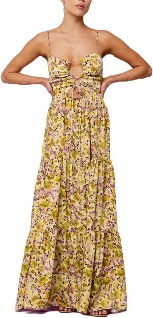Women Floral Beach Maxi Dress Y2k Hollow Out Tie Front Twisted Spaghetti Strap Long Dress Vacation Outfits