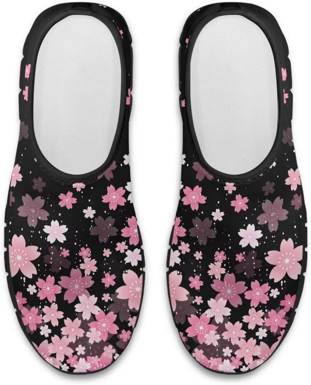 Women Low-Cut Shoes No Laces Floral Print Loafers Breathable and Non-Slip Lightweight Slip-On Casual Shoe Black Sole Size 5.5-11.5