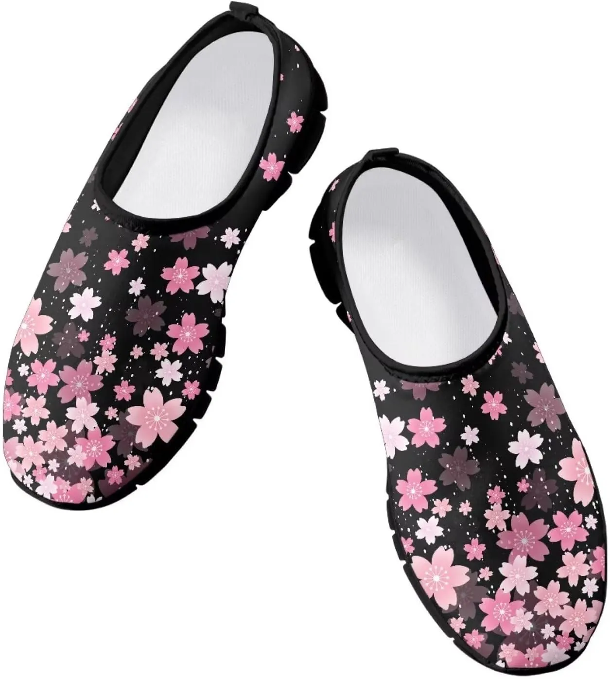 Women Low-Cut Shoes No Laces Floral Print Loafers Breathable and Non-Slip Lightweight Slip-On Casual Shoe Black Sole Size 5.5-11.5