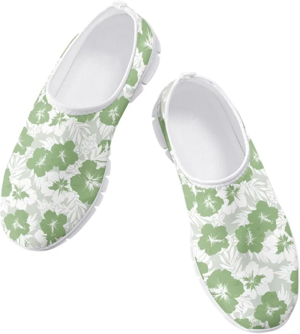 Women Low-Cut Shoes No Laces Floral Print Loafers Breathable and Non-Slip Lightweight Slip-On Casual Shoe White Sole Size 5.5-11.5