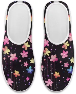 Women Low-Cut Shoes No Laces Floral Print Loafers Breathable and Non-Slip Lightweight Slip-On Casual Shoe White Sole Size 5.5-11.5