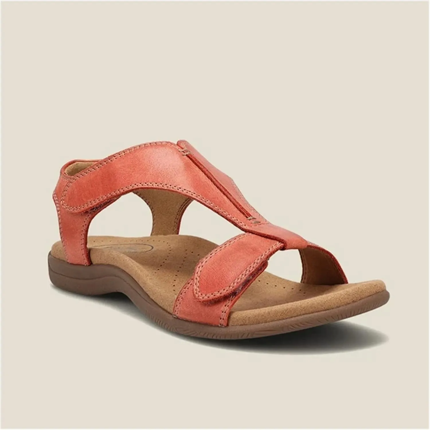 Women Summer Comfort Solid Color Sandals T-Strap Hook Loop Ladies Casual Wedges Beach Shoes Plus Size Sandals