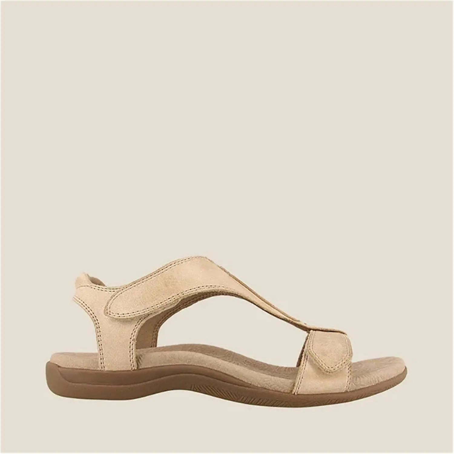 Women Summer Comfort Solid Color Sandals T-Strap Hook Loop Ladies Casual Wedges Beach Shoes Plus Size Sandals