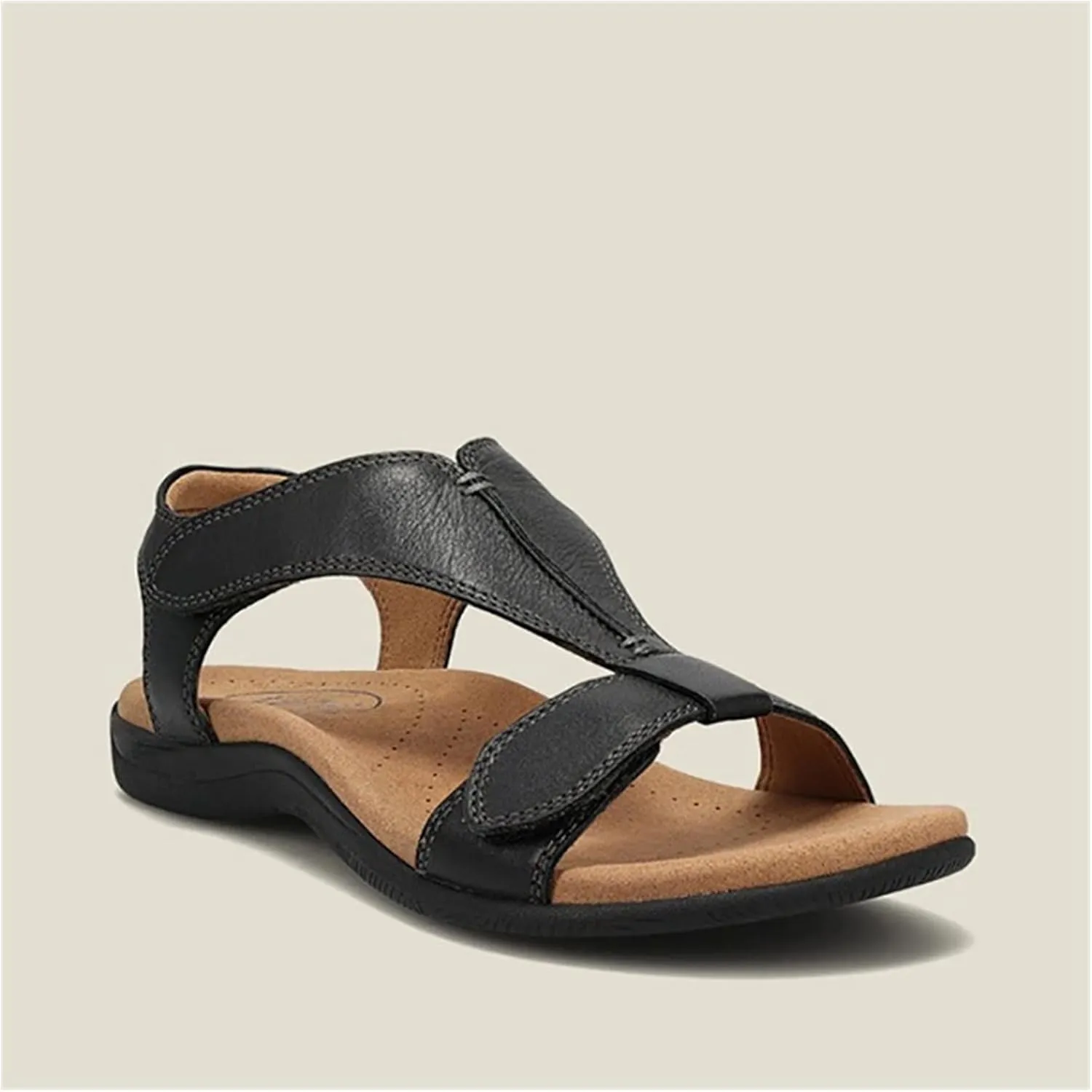 Women Summer Comfort Solid Color Sandals T-Strap Hook Loop Ladies Casual Wedges Beach Shoes Plus Size Sandals