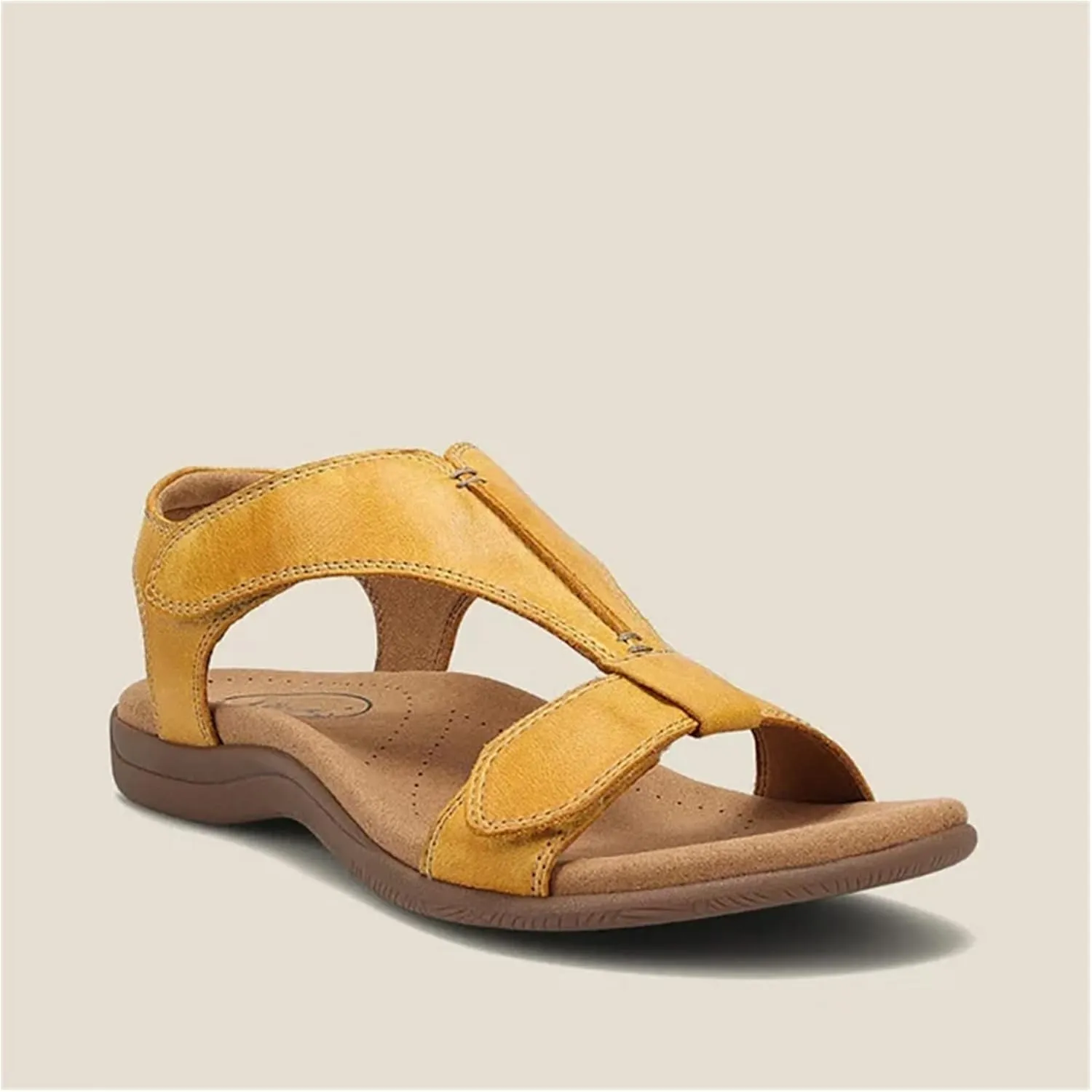 Women Summer Comfort Solid Color Sandals T-Strap Hook Loop Ladies Casual Wedges Beach Shoes Plus Size Sandals