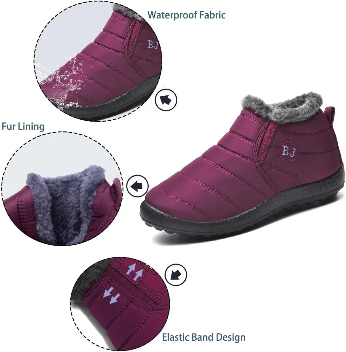 Women Winter Snow Boots Warm Ankle Boots Anti-Slip Waterproof Winter Shoes Slip On Booties Sneakers