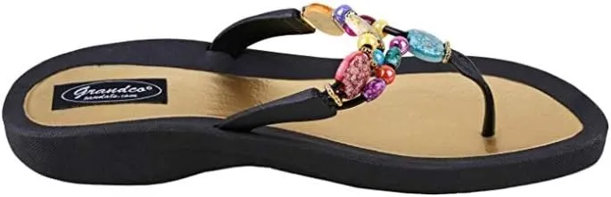 Women's 24768G Marble Deluxe Beaded Waterproof Sole Beach Thong Sandals