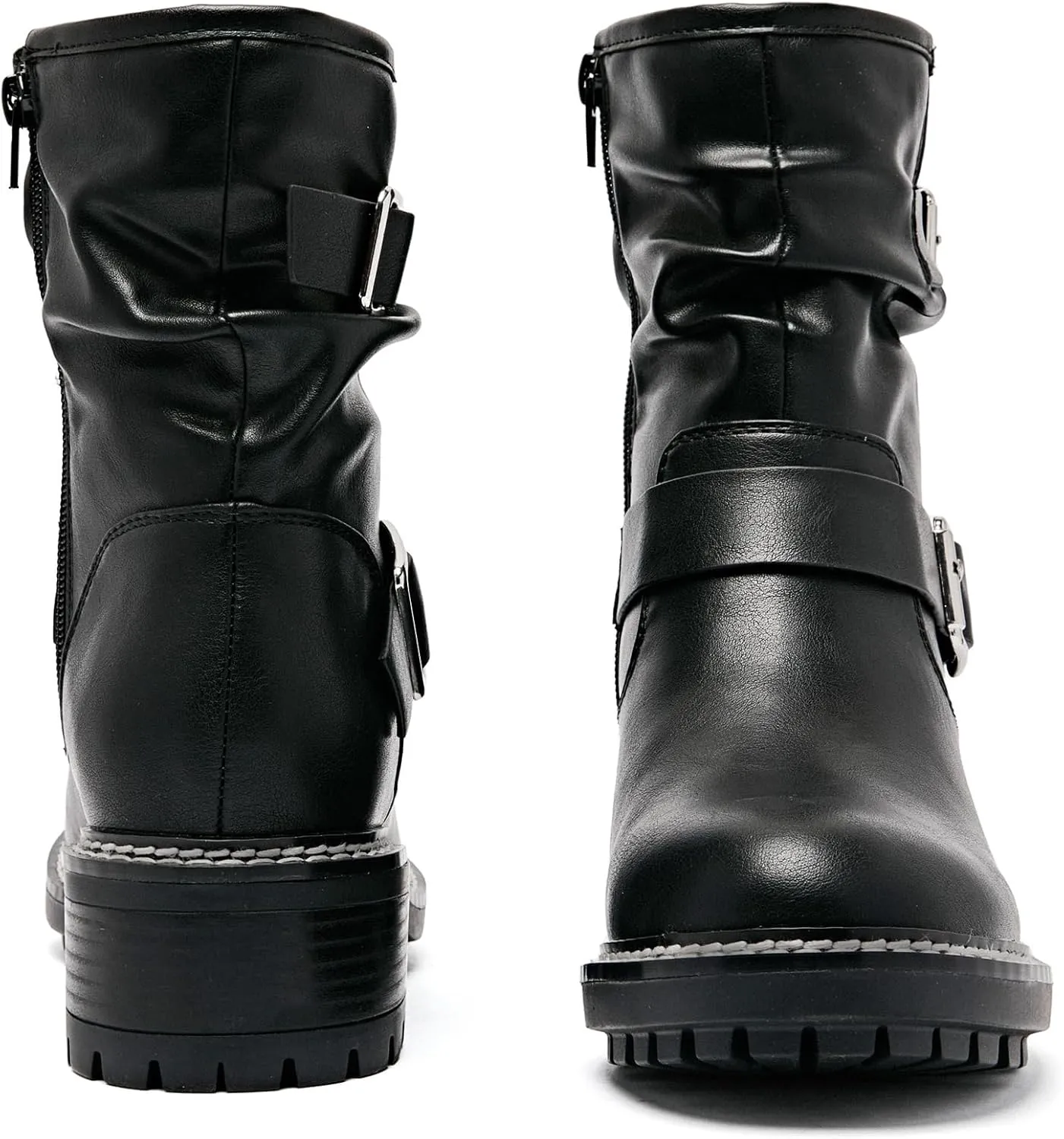 Women's Ankle Boots Slouchy Flat Ladies Booties Low Chunky Heeled Riding Combat Boot Comfortable Casual Round Toe Short Boots for Women.