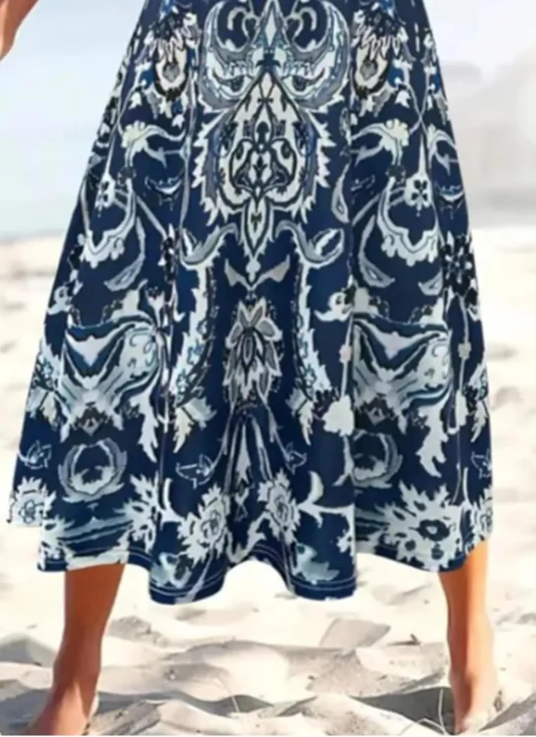 Women's Boho Floral Print Maxi Dress Summer Elegant Strap Sleeveless Swim Beach Party Casual Dress