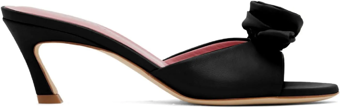 Women's Chic Flowers Round Open Toe High Heel Slide Sandals Slip On Kitten Heel Summer Mules Prom Party Wedding High Heeled Sandals for Women