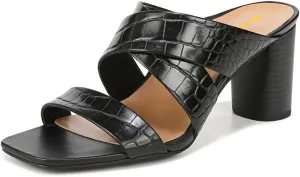 Women’s Cross Strap Mules Slip On Sandals Comfortable Slippers Chunky High Heels Open Square Toe Shoes Party Shopping Indoor Size 4-16 US