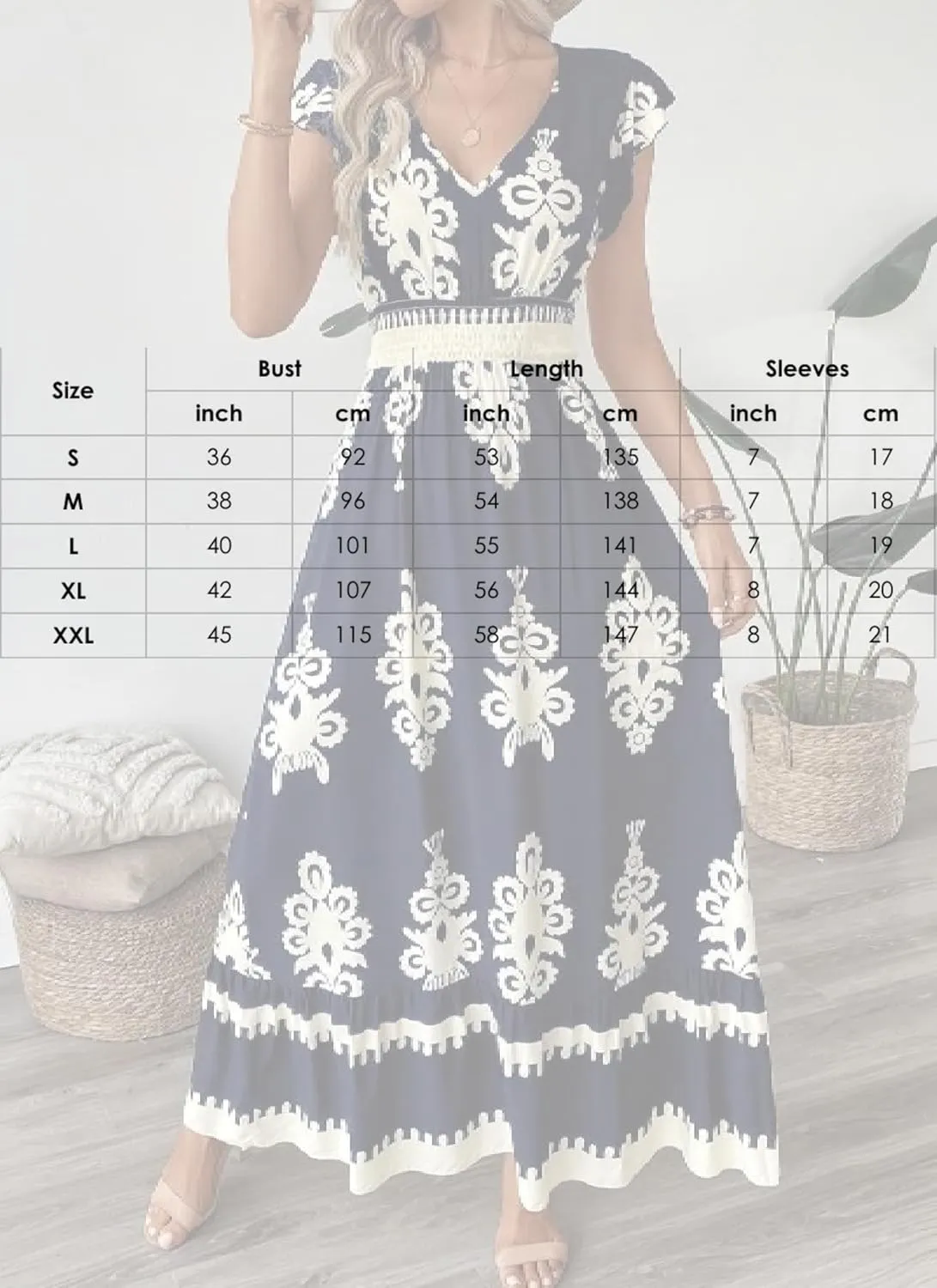 Women's Dresses V Neck Short Sleeve Print Maxi Dress Elegant Ruffled Hem A Line Boho Inspired Long Beach Dress