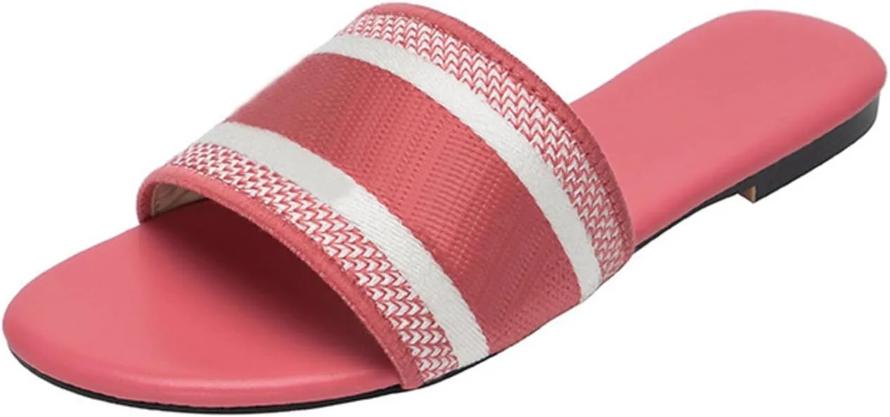 Women'S Embroidered Band Sandals Open Toe Flat Sandals Summer Shoes