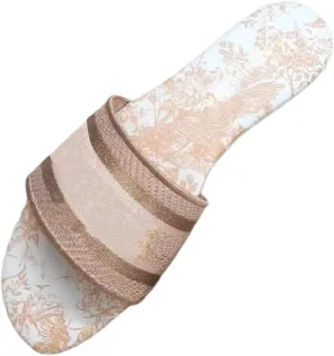 Womens Embroidered Flat Sandals for Womens Summer Dressy Slippers Non Slip comfortable Beach Sandals Cute Round Open Toe Beach shoes