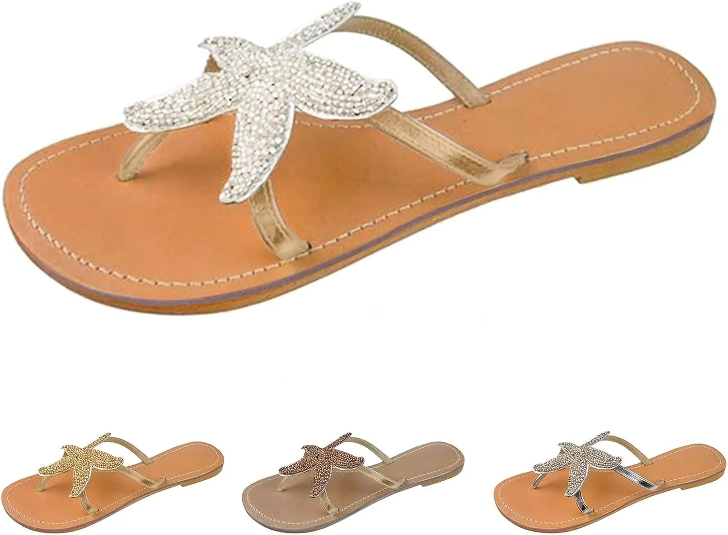 Womens Flat Beach Sandals Open Toe Slip on Summer Fashion Travel Flip Flops Comfortable Walking Leather Slippers Party Elegant Sandals