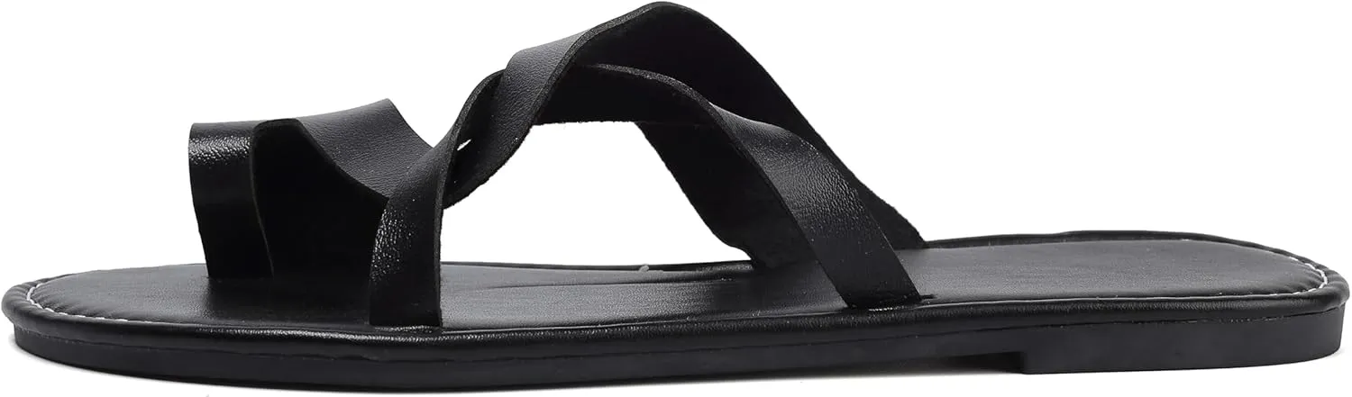 Women's Flat Sandals Casual Summer Sandals Dress Fashion Round Open Flip Flop Thong Sandals