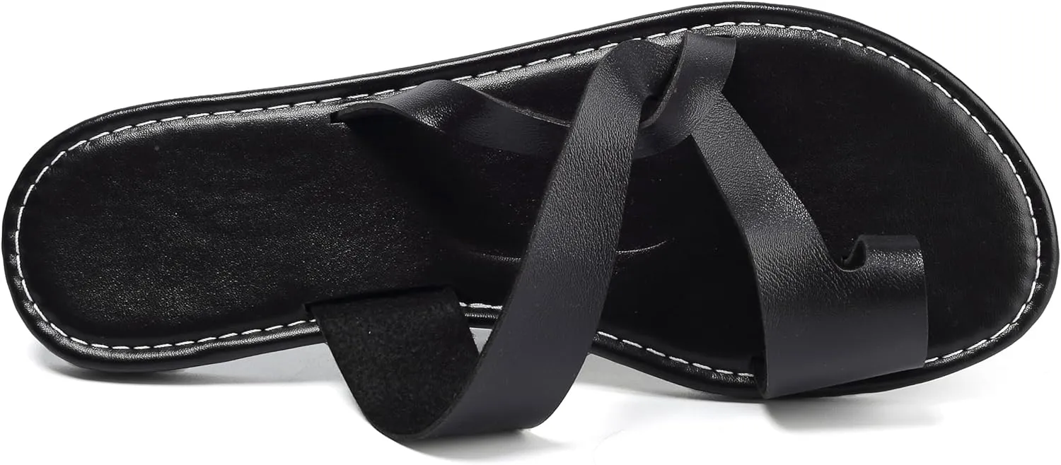 Women's Flat Sandals Casual Summer Sandals Dress Fashion Round Open Flip Flop Thong Sandals