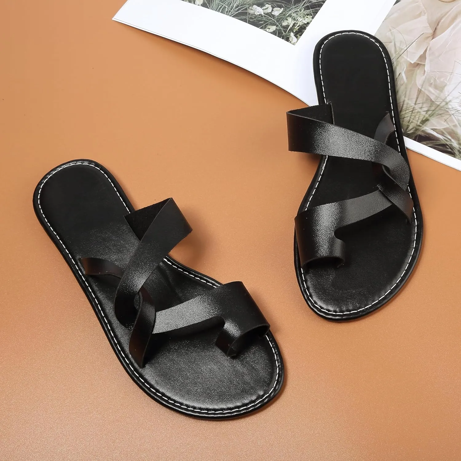 Women's Flat Sandals Casual Summer Sandals Dress Fashion Round Open Flip Flop Thong Sandals
