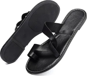 Women's Flat Sandals Casual Summer Sandals Dress Fashion Round Open Flip Flop Thong Sandals