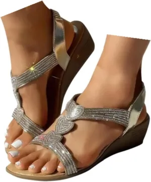 Womens Flat Sandals Summer Dressy Comfortable Rhinestone Sandals Flowers Cute Beach Boho Flip Flops Casual Vacation Dress Walking Shoes