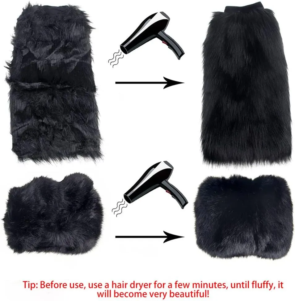 Women's Fur Leg Warmers, Fuzzy Faux Fur Leg Warmers, Winter Furry Long Boot Cuffs Cover, Fur Heels Long Boots Cuff Cove