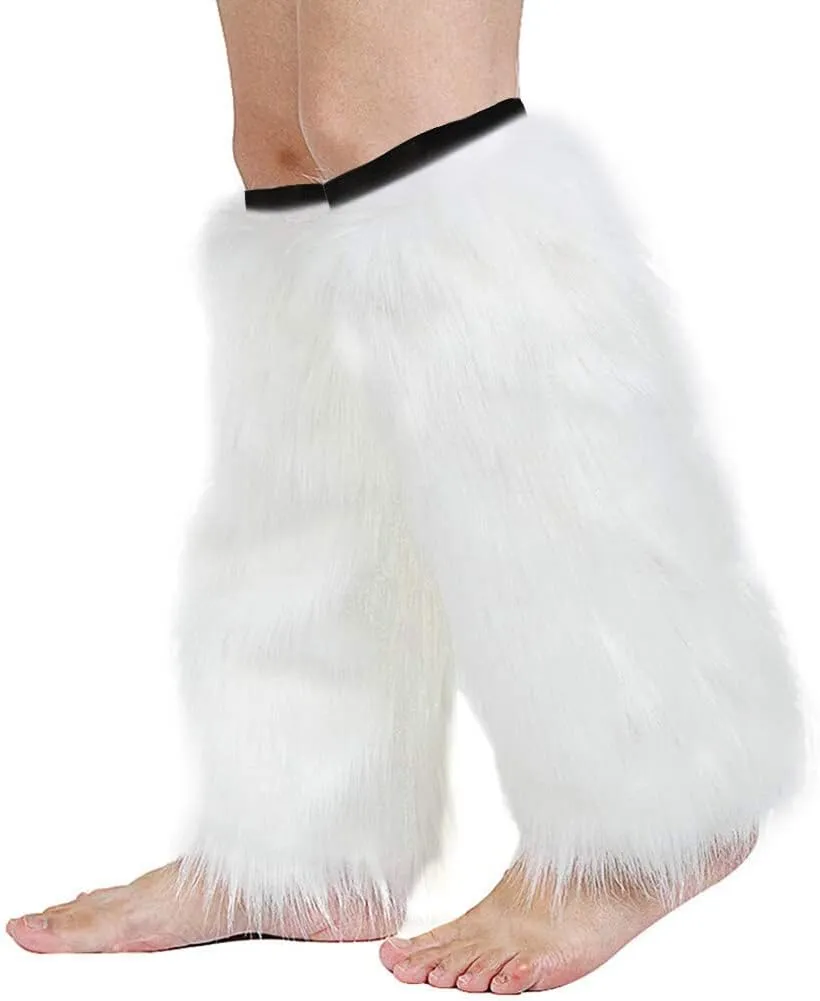 Women's Fur Leg Warmers, Fuzzy Faux Fur Leg Warmers, Winter Furry Long Boot Cuffs Cover, Fur Heels Long Boots Cuff Cove