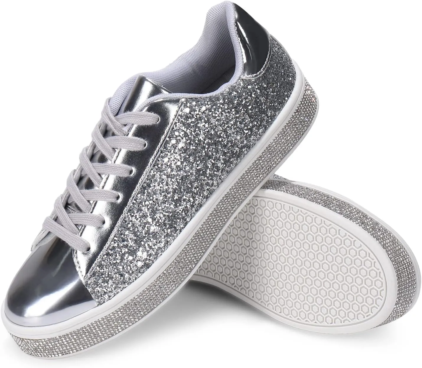 Womens Glitter Wedding Sneakers Neon Dressy Sequin Sparkly Sneakers Rhinestone Bling Bridal Shoes Shiny Tennis Shoes