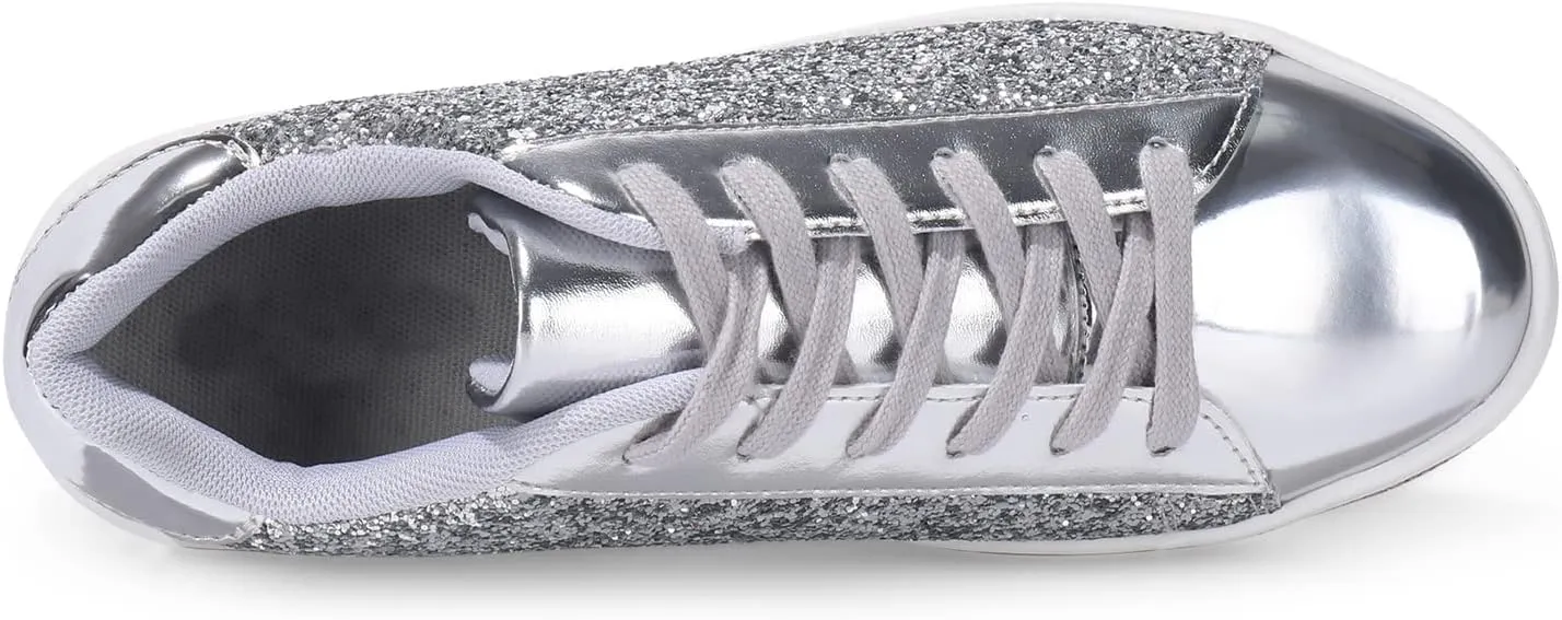 Womens Glitter Wedding Sneakers Neon Dressy Sequin Sparkly Sneakers Rhinestone Bling Bridal Shoes Shiny Tennis Shoes
