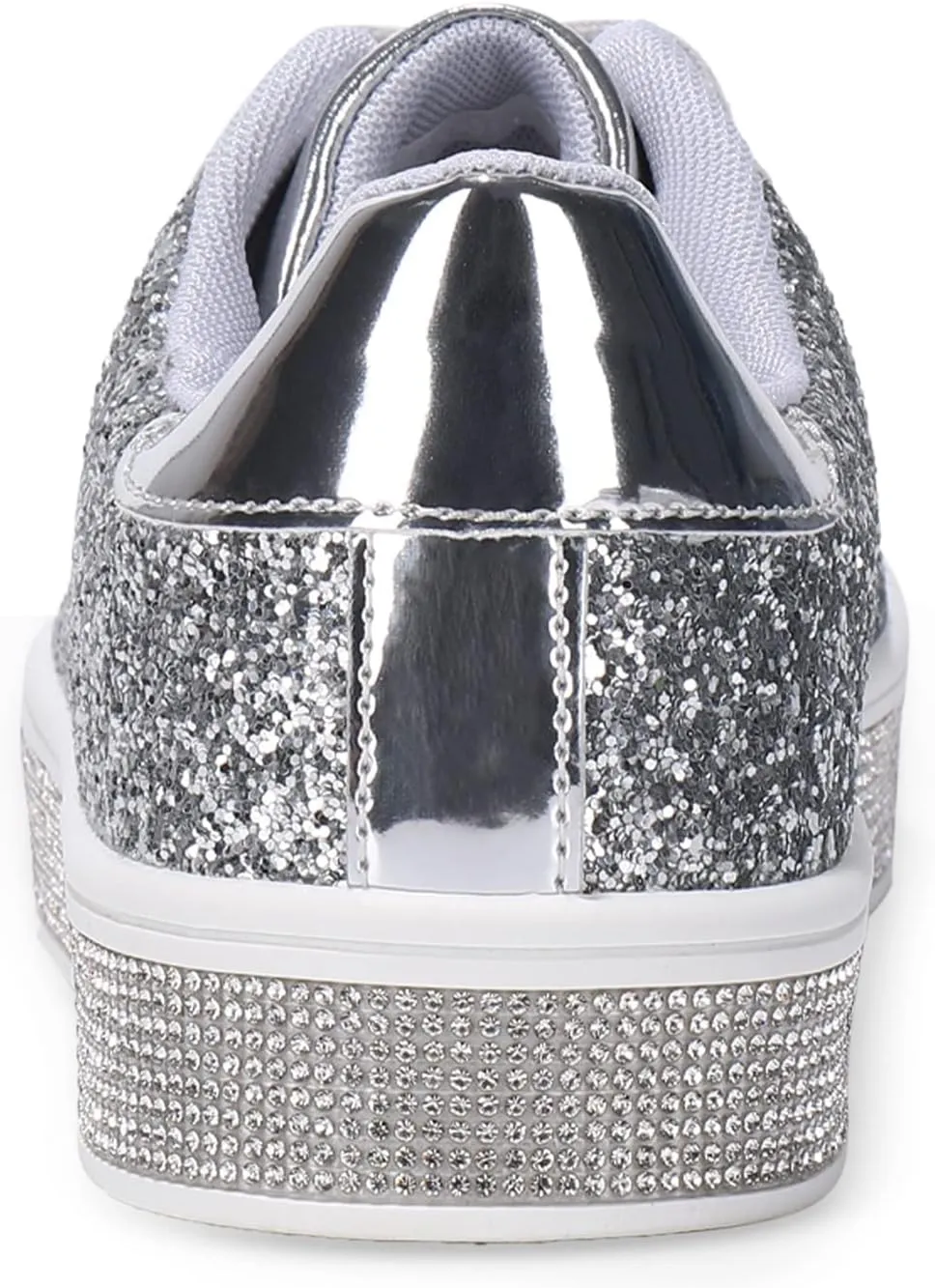 Womens Glitter Wedding Sneakers Neon Dressy Sequin Sparkly Sneakers Rhinestone Bling Bridal Shoes Shiny Tennis Shoes