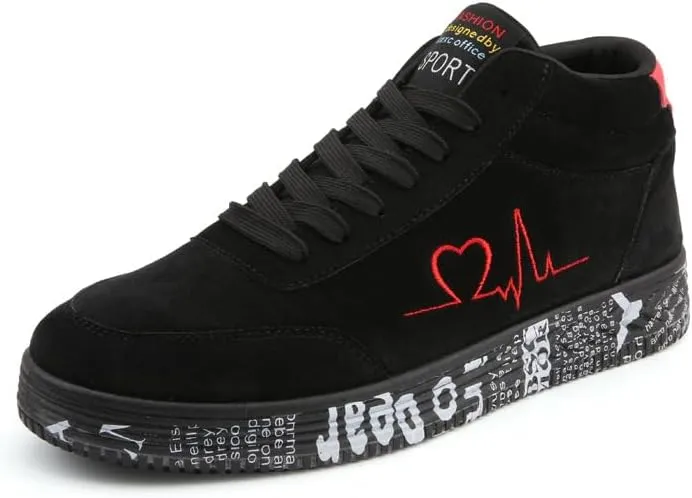 Women's Heart Design Casual Sneakers, Lace Up Soft Sole Platform Comfy Skate Shoes, Low-top Valentine's Day Shoes