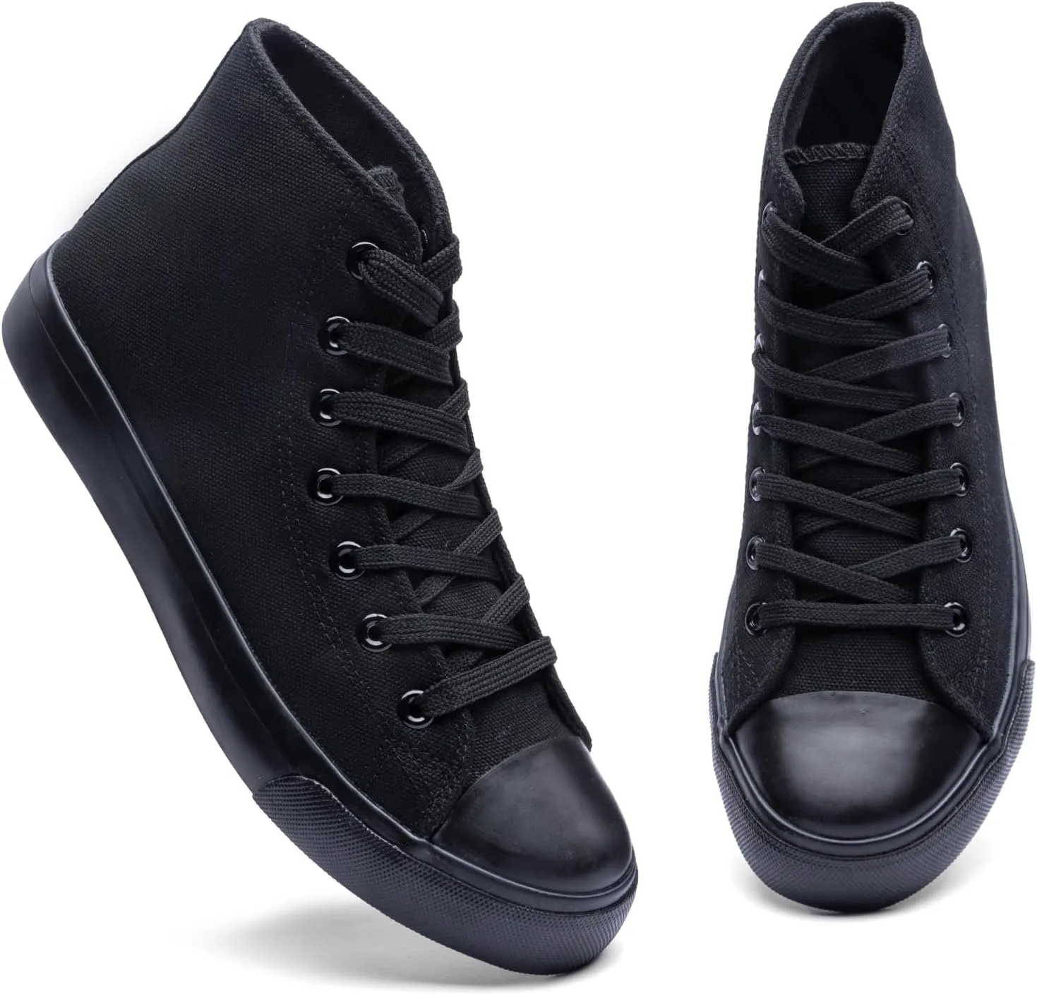 Women's High-Top Canvas Sneakers – Classic Lace-Up Casual Shoes with Extra Shoelaces – Comfortable, Stylish, and Durable
