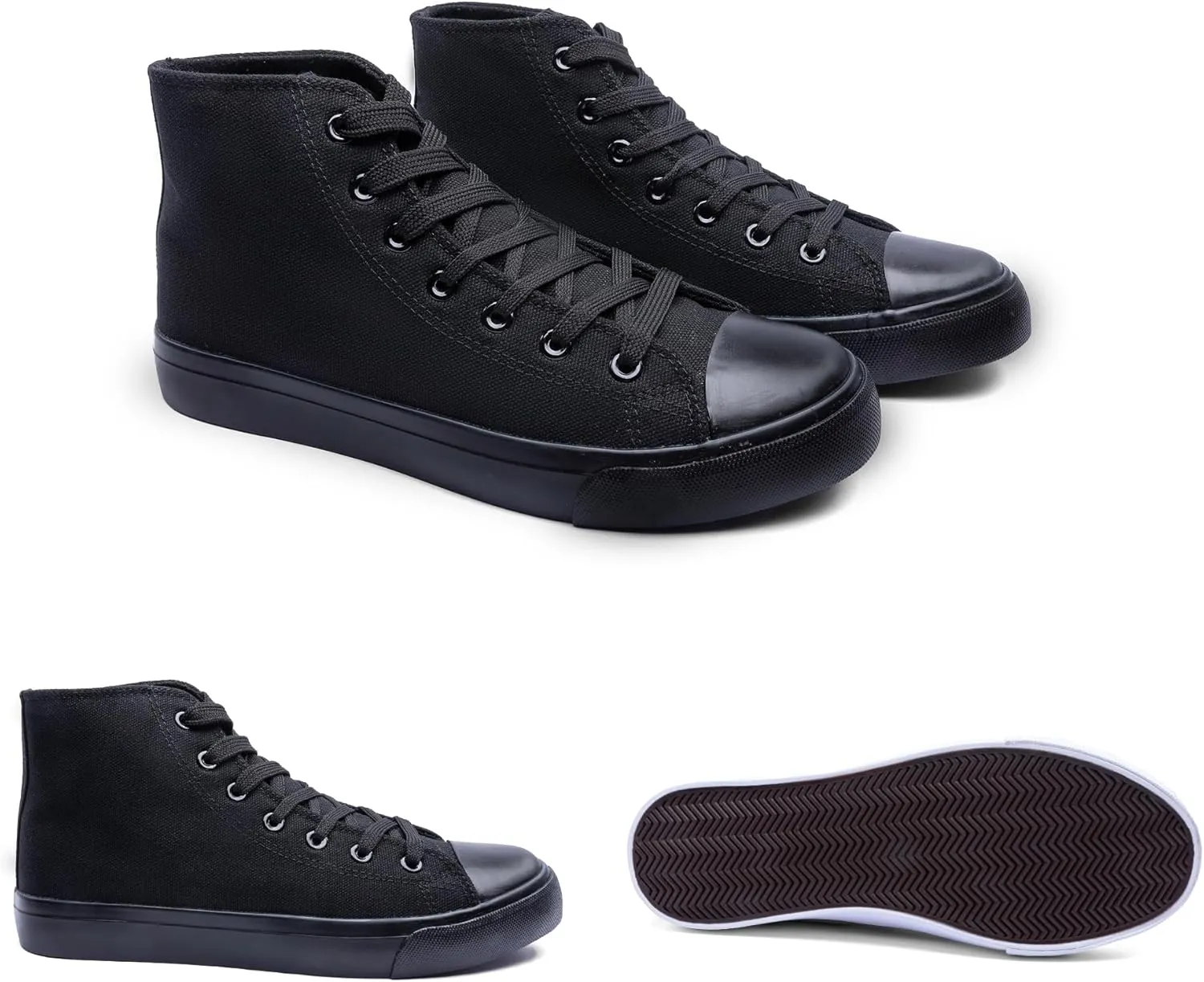 Women's High-Top Canvas Sneakers – Classic Lace-Up Casual Shoes with Extra Shoelaces – Comfortable, Stylish, and Durable