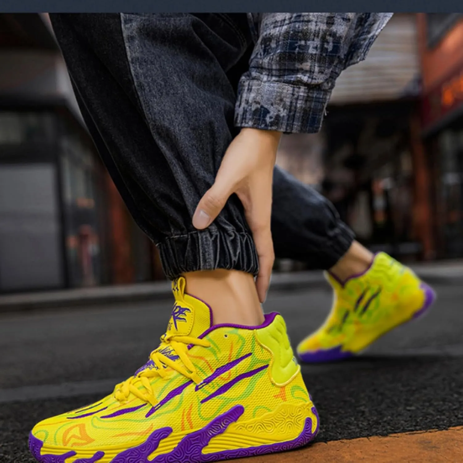 Womens High Top Sneakers Fashion Multicolour Lace Up Basketball Shoes Casual Breathable Mesh Walking Shoes Non Slip Rubber Outsole Cushioning Athletic Running Shoes for Couple