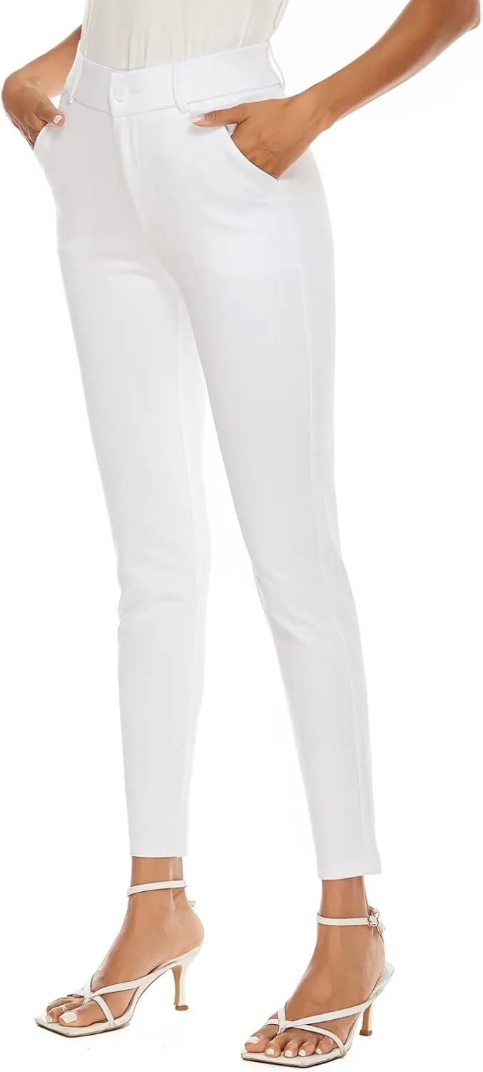 Women's High Waist Skinny Comfy Stretchy Work Pants with Pockets