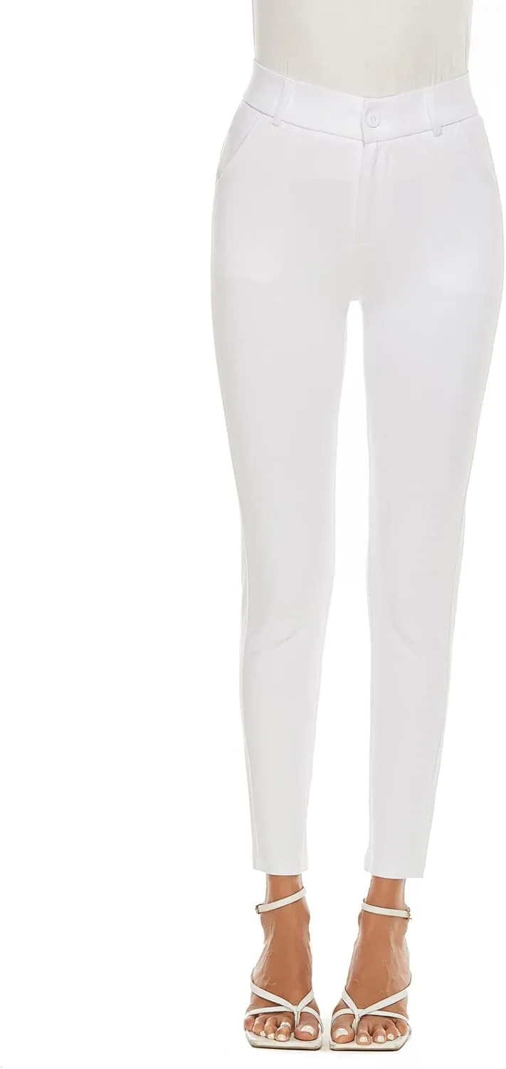 Women's High Waist Skinny Comfy Stretchy Work Pants with Pockets