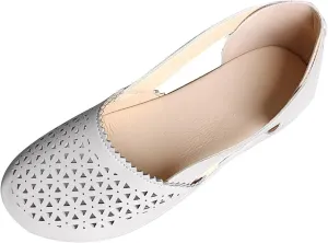 Womens Hollow Ballet Flats Casual Round Toe Low Heels Comfortable Vintage Leather Dress Shoes Walking Shoes Mary Janes