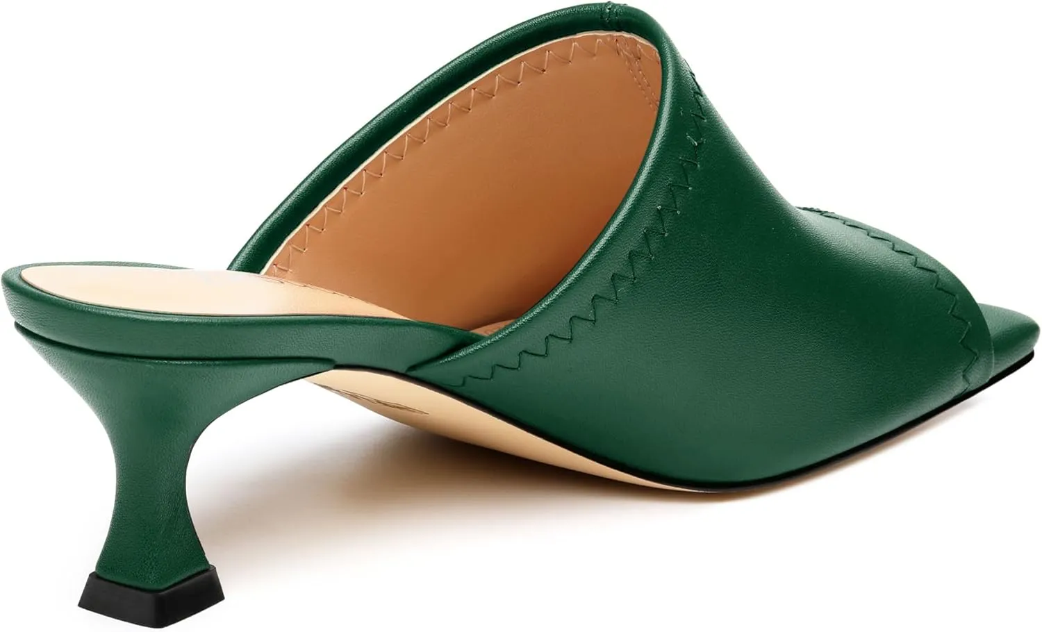 Womens Kitten Heel Open Square Toe Slip-on Sandals Casual Fashion Dress Summer Mules Shoes 2 Inches Heels
