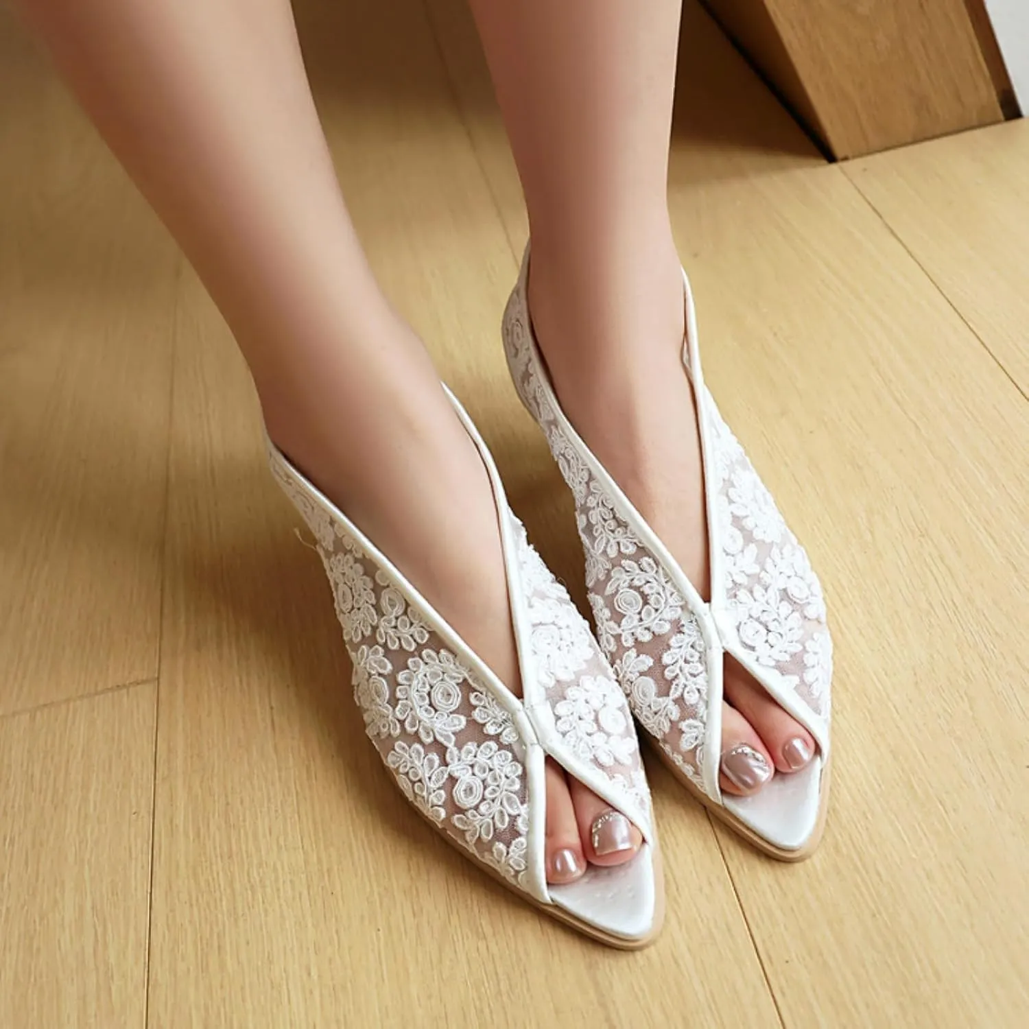 Women's Kitten Low heeled Mesh Open Peep Toe Sandals Shoes Fashion Pointed Toe Mules Sandal Summer Breathable Beach Dressy Pumps