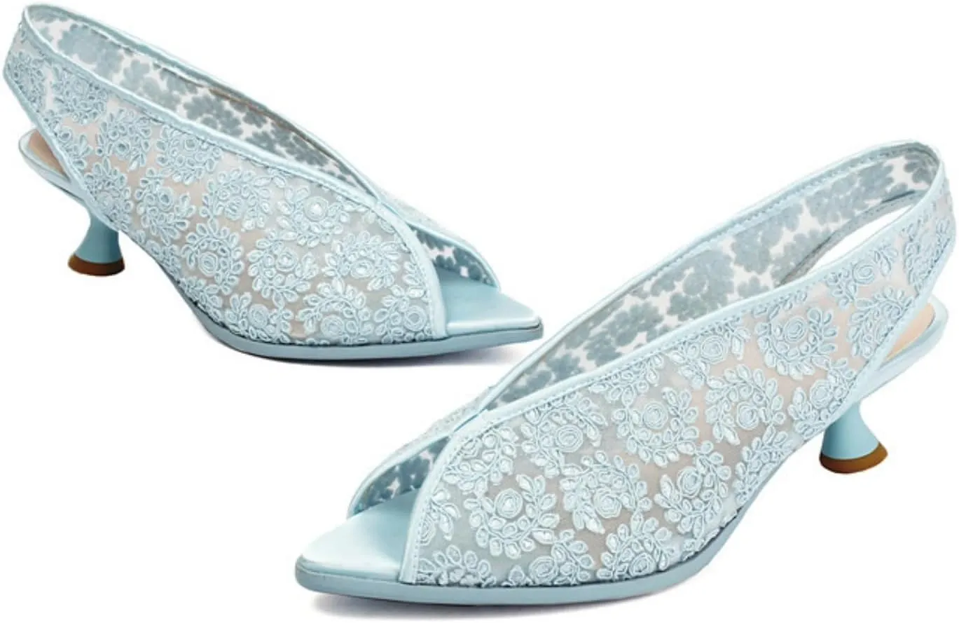 Women's Kitten Low heeled Mesh Open Peep Toe Sandals Shoes Fashion Pointed Toe Mules Sandal Summer Breathable Beach Dressy Pumps